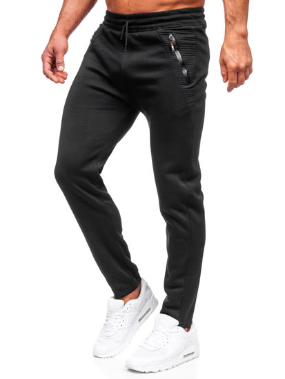 Czarne spodnie męskie dresowe Denley YK180