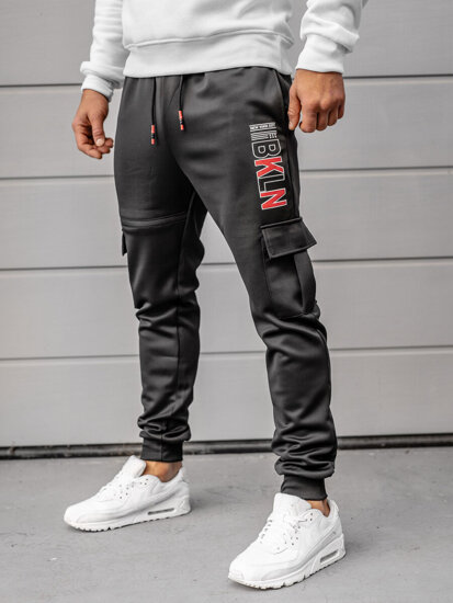 Czarne spodnie męskie dresowe bojówki Denley K10287A