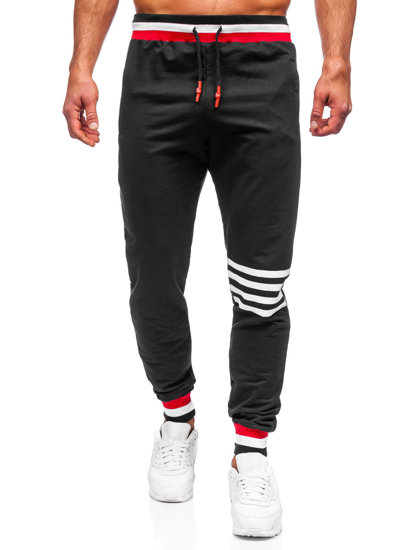 Czarne spodnie męskie joggery dresowe Denley 7033