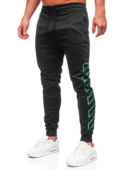Czarne spodnie męskie joggery dresowe Denley HL9161
