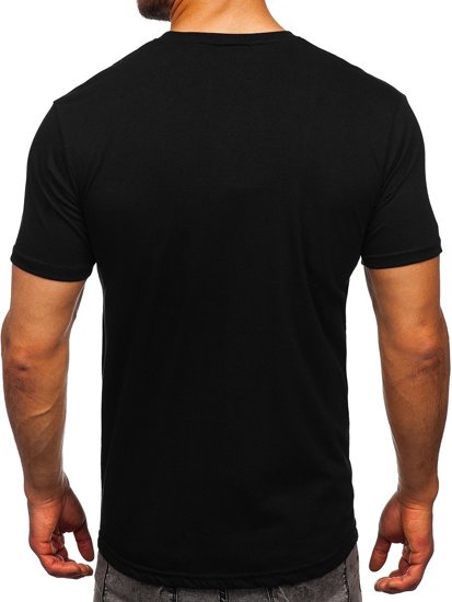 Czarny T-shirt męski z nadrukiem Bolf 0303