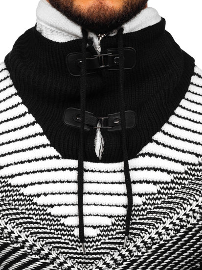 Czarny gruby sweter męski ze stójką Denley 2027