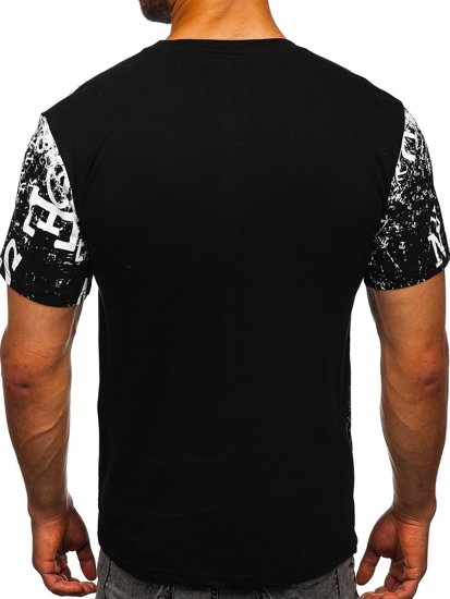 Czarny t-shirt męski z nadrukiem Bolf JS10650