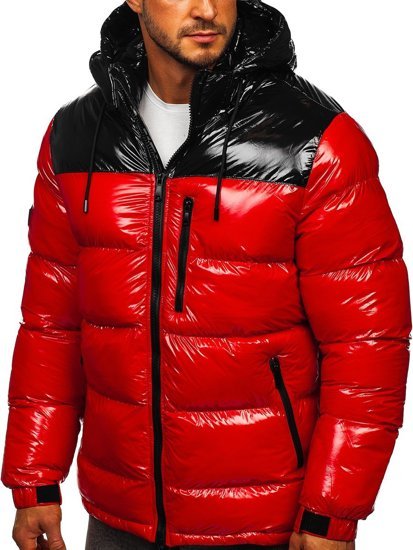 Czerwona pikowana kurtka męska zimowa Denley 6462