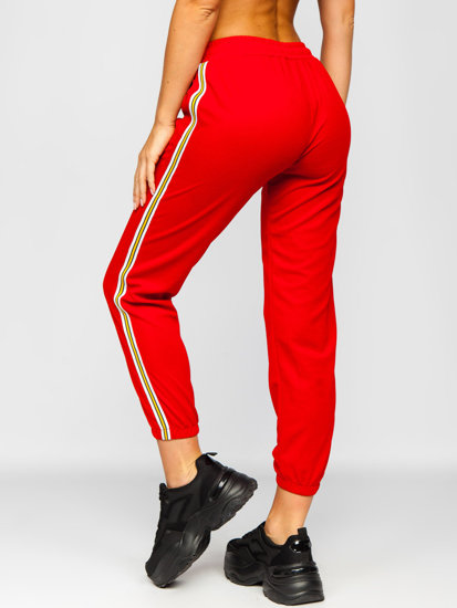 Czerwone spodnie dresowe damskie Denley YW01020B