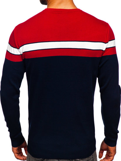 Czerwono-granatowy sweter męski Denley H2107