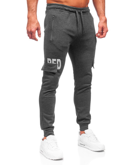 Grafitowe bojówki spodnie męskie joggery dresowe Denley HW2176