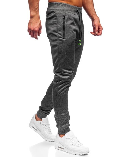Grafitowe joggery dresowe spodnie męskie Denley K50005