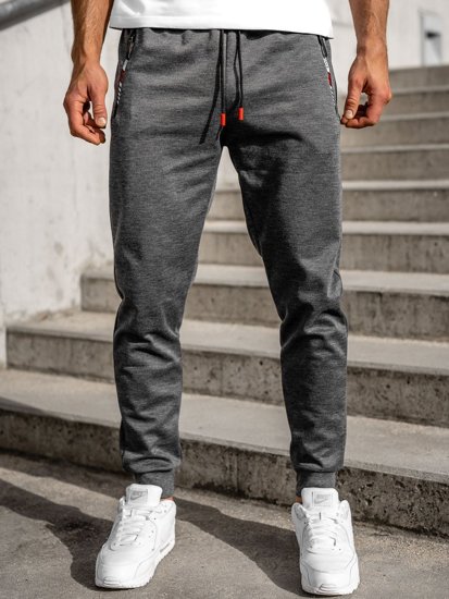 Grafitowe spodnie męskie dresowe Denley JX8565