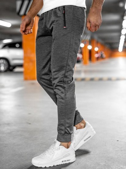 Grafitowe spodnie męskie joggery dresowe Denley JX8201
