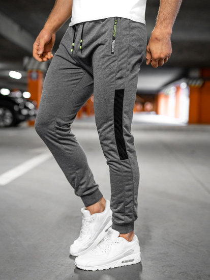 Grafitowe spodnie męskie joggery dresowe Denley K10212
