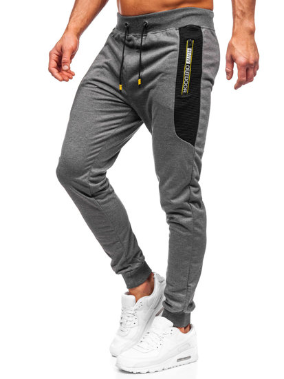 Grafitowe spodnie męskie joggery dresowe Denley K10223