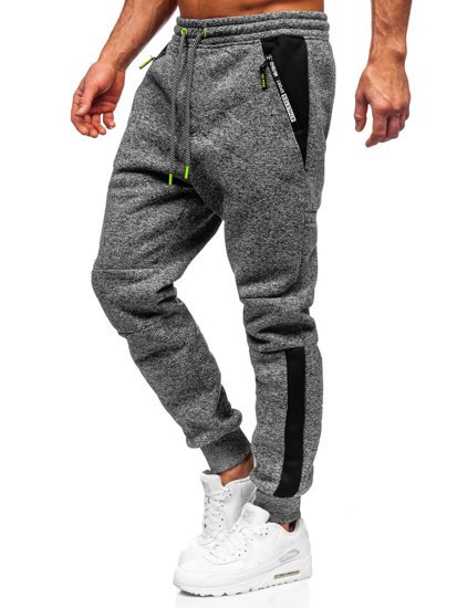 Grafitowe spodnie męskie joggery dresowe Denley Q1092