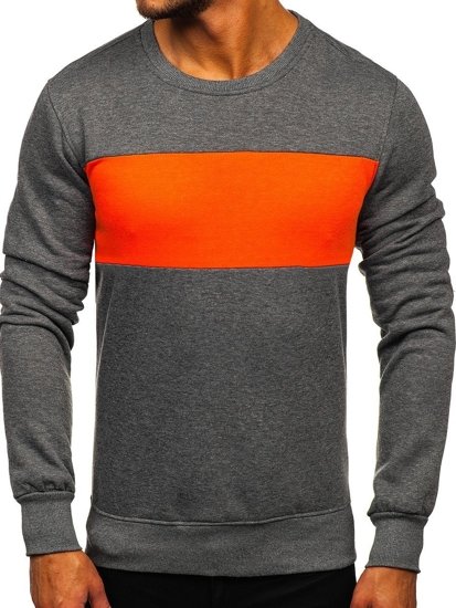 Grafitowo-pomarańczowa bluza męska bez kaptura Denley 2021