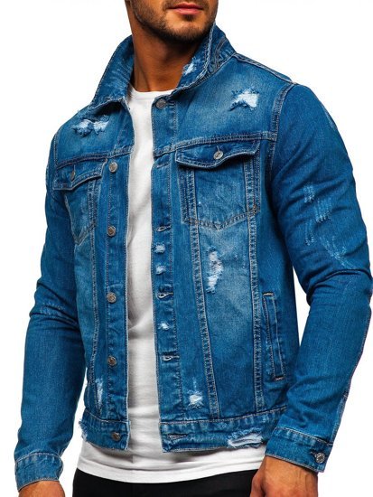 Granatowa jeansowa kurtka męska Denley AK588