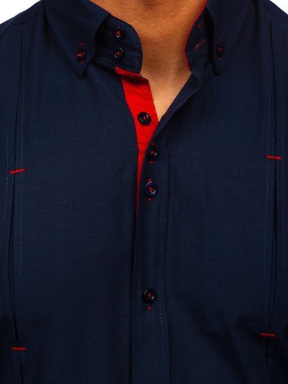 Granatowa koszula męska z długim rękawem Bolf 20725