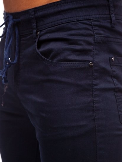 Granatowe bawełniane spodnie męskie Denley KA8878