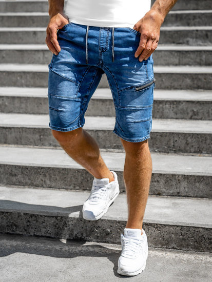 Granatowe jeansowe krótkie spodenki męskie Denley KG3600-3