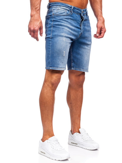 Granatowe krótkie spodenki jeansowe Denley 0466
