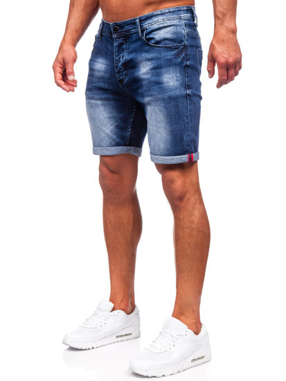 Granatowe krótkie spodenki jeansowe męskie Denley MP0260BS