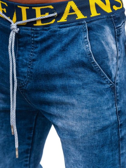 Granatowe spodnie jeansowe joggery męskie Denley TF113