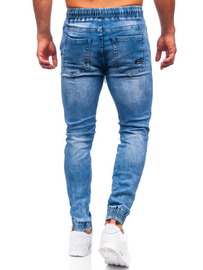 Granatowe spodnie jeansowe joggery męskie Denley TF119