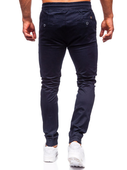 Granatowe spodnie materiałowe joggery męskie Denley KA6078