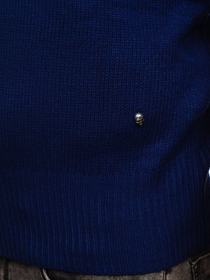 Granatowy sweter męski ze stójką Denley MM6018
