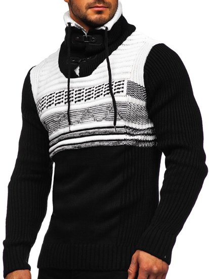 Gruby czarny sweter męski ze stójką Denley 2020