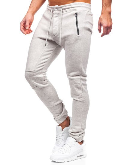 Jasnoszare spodnie męskie joggery dresowe Denley 4966