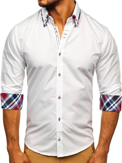 Koszula męska elegancka z długim rękawem biała Bolf 3701