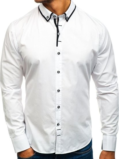 Koszula męska elegancka z długim rękawem biała Bolf 8824