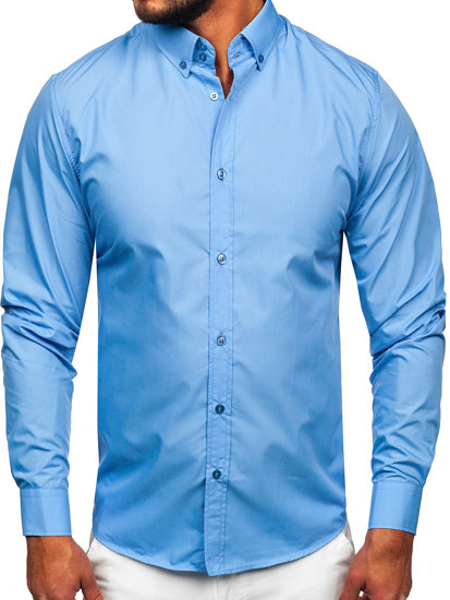 Koszula męska elegancka z długim rękawem błękitna Bolf 5821-1