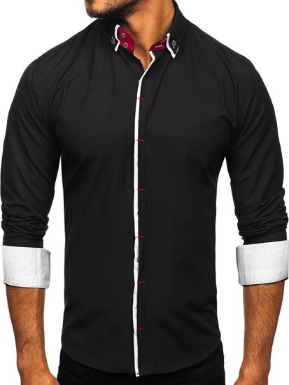 Koszula męska elegancka z długim rękawem czarna Bolf 2767-1