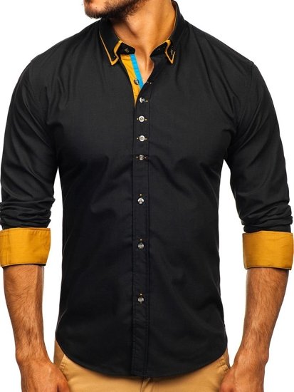 Koszula męska elegancka z długim rękawem czarna Bolf 3708