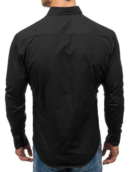 Koszula męska elegancka z długim rękawem czarna Bolf 5827