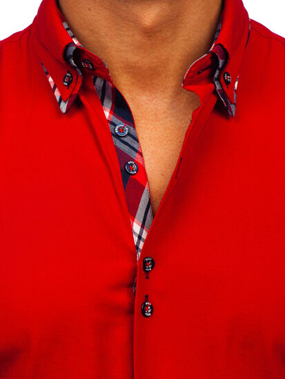 Koszula męska elegancka z długim rękawem czerwona Bolf 4704