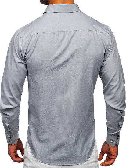 Koszula męska elegancka z długim rękawem szara Bolf 5821-1