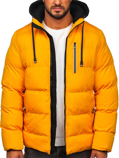 Pomarańczowa pikowana kurtka męska zimowa Denley 27M8112