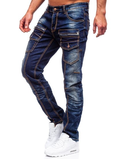 Spodnie jeansowe męskie slim fit granatowe Denley KA9917