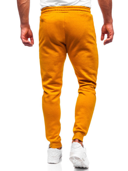 Spodnie męskie joggery dresowe camelowe Denley CK01