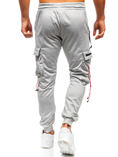 Szare bojówki spodnie męskie joggery dresowe Denley HS7047