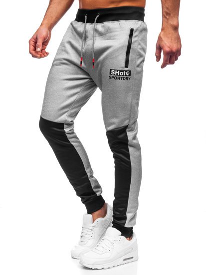 Szare joggery dresowe spodnie męskie Denley K50002