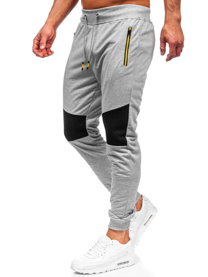 Szare spodnie męskie joggery dresowe Denley K10203