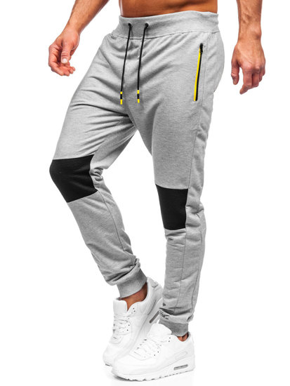 Szare spodnie męskie joggery dresowe Denley K10219
