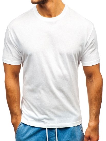 T-shirt męski bez nadruku biały Denley T1427