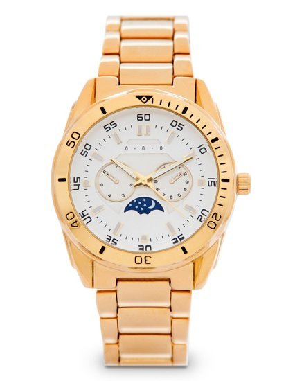 Złoty zegarek męski na rękę stalowy Denley 5687-1