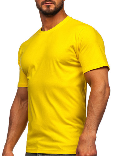 Żółty T-shirt męski bez nadruku Bolf 192397
