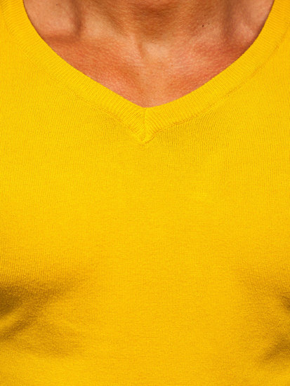Żółty sweter męski w serek Denley MMB601