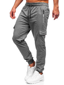 Antracytowe bojówki spodnie męskie joggery dresowe Denley JX5068